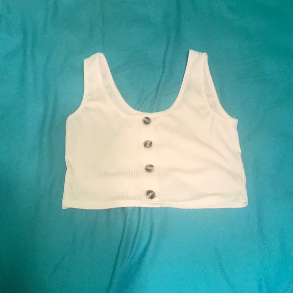 3/$15 White “button” down tank crop top